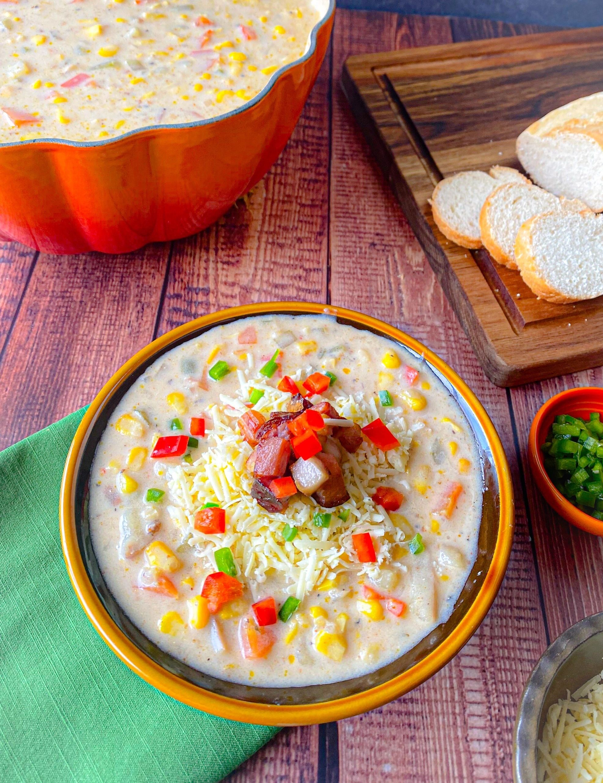 Creamy Corn Chowder with Bacon & Jalapeños