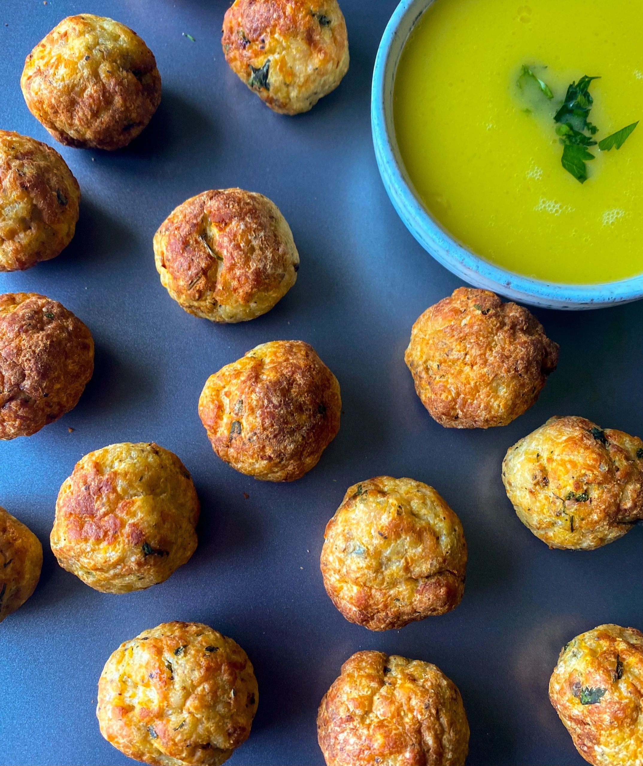 Lemon Pepper Chicken Meatballs with a Butter Sauce