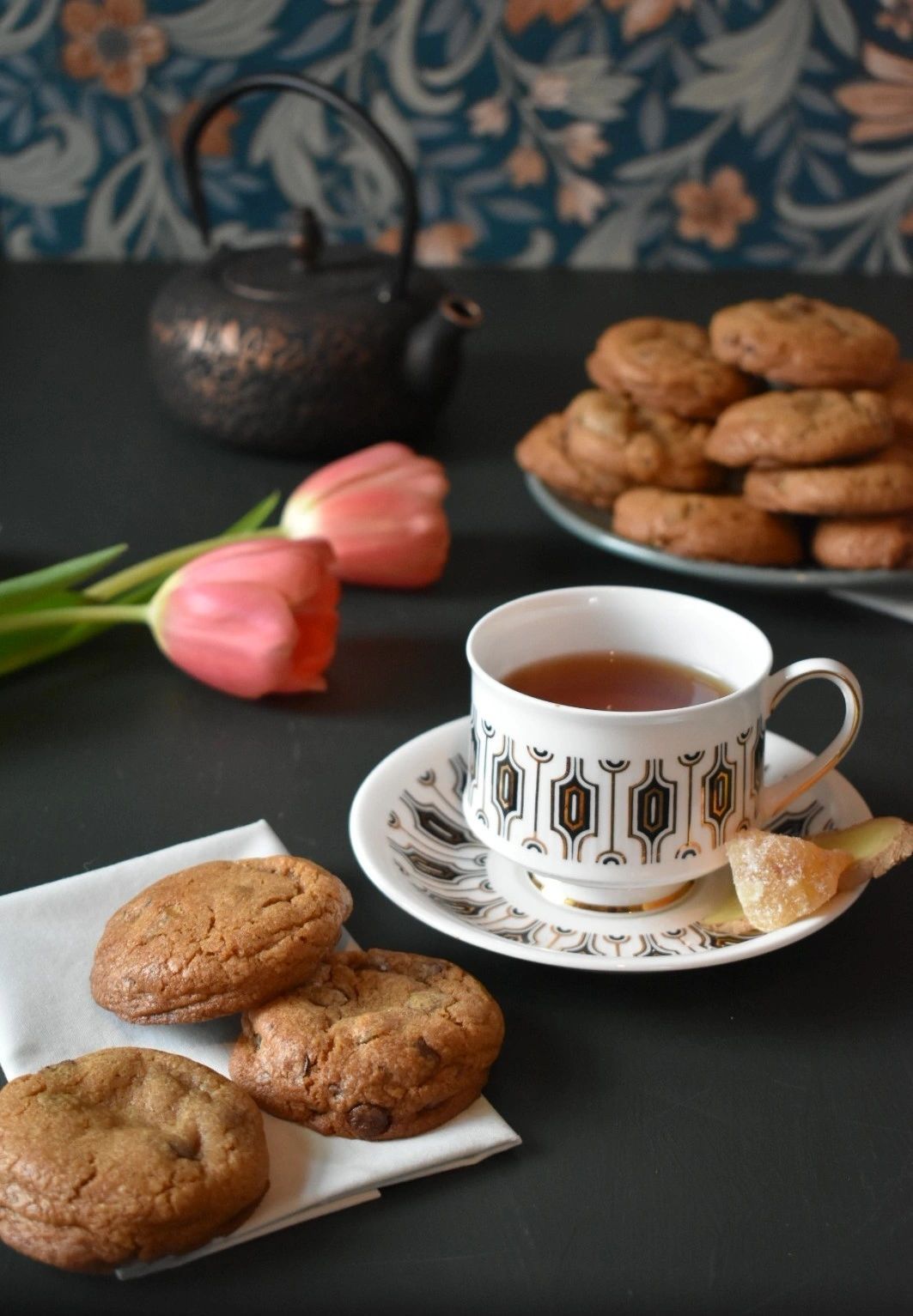 Zingy Ginger and Dark Chocolate Chip Cookies
