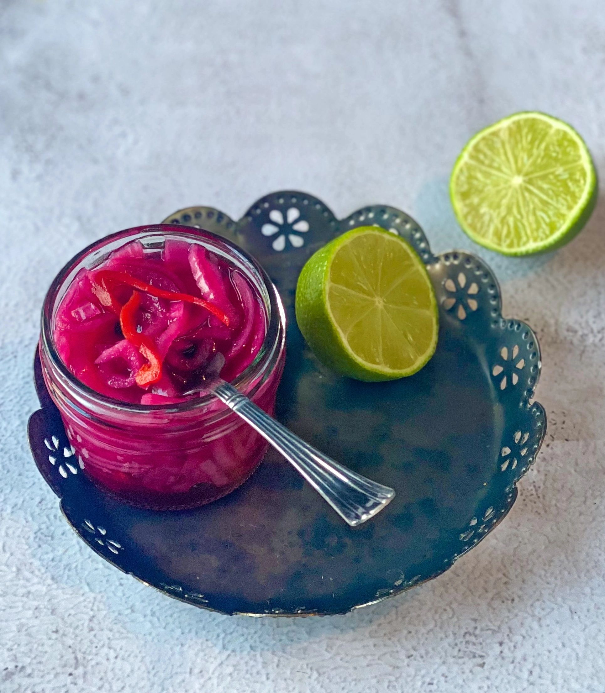 Zesty Pickled Red Onions with Habanero (Cebollas Encurtidas)